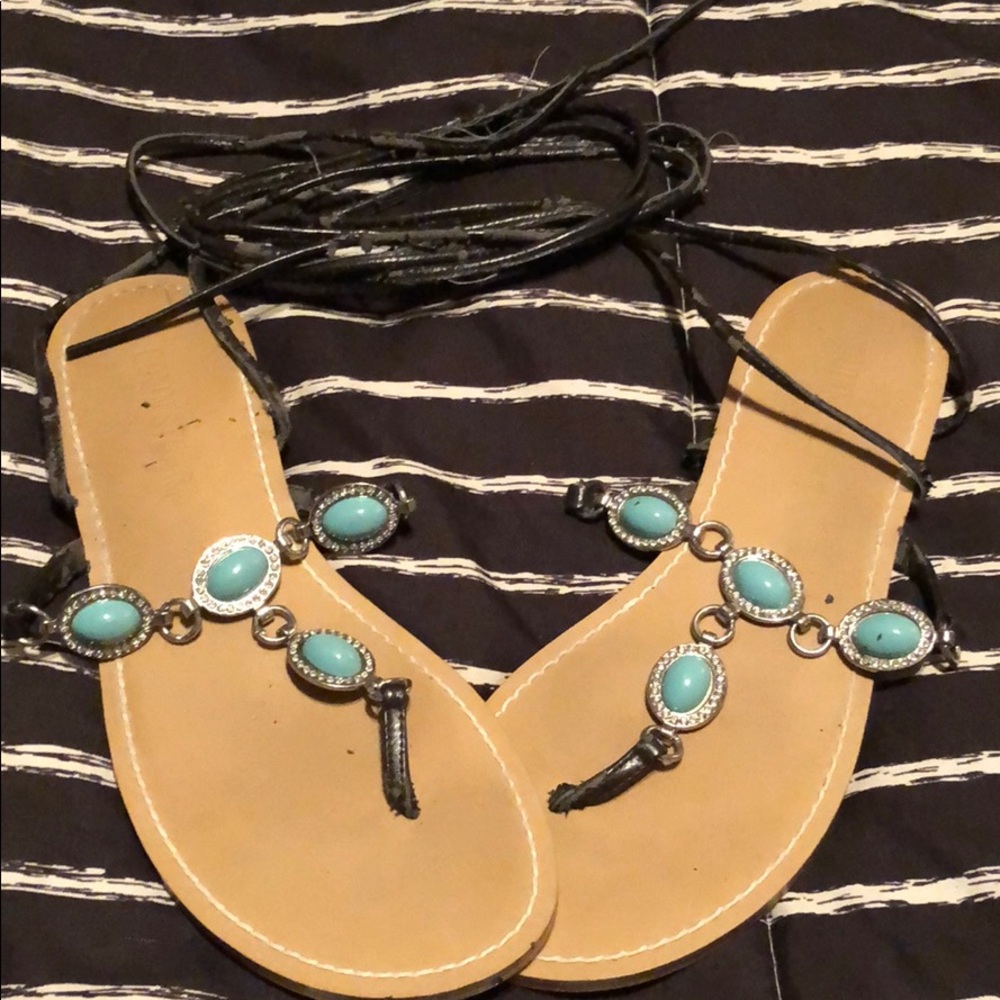 Turquoise Gladiator Sandals